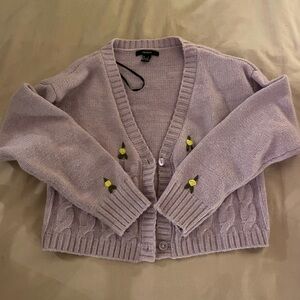 Forever 21 Lavender Cardigan with Flowers